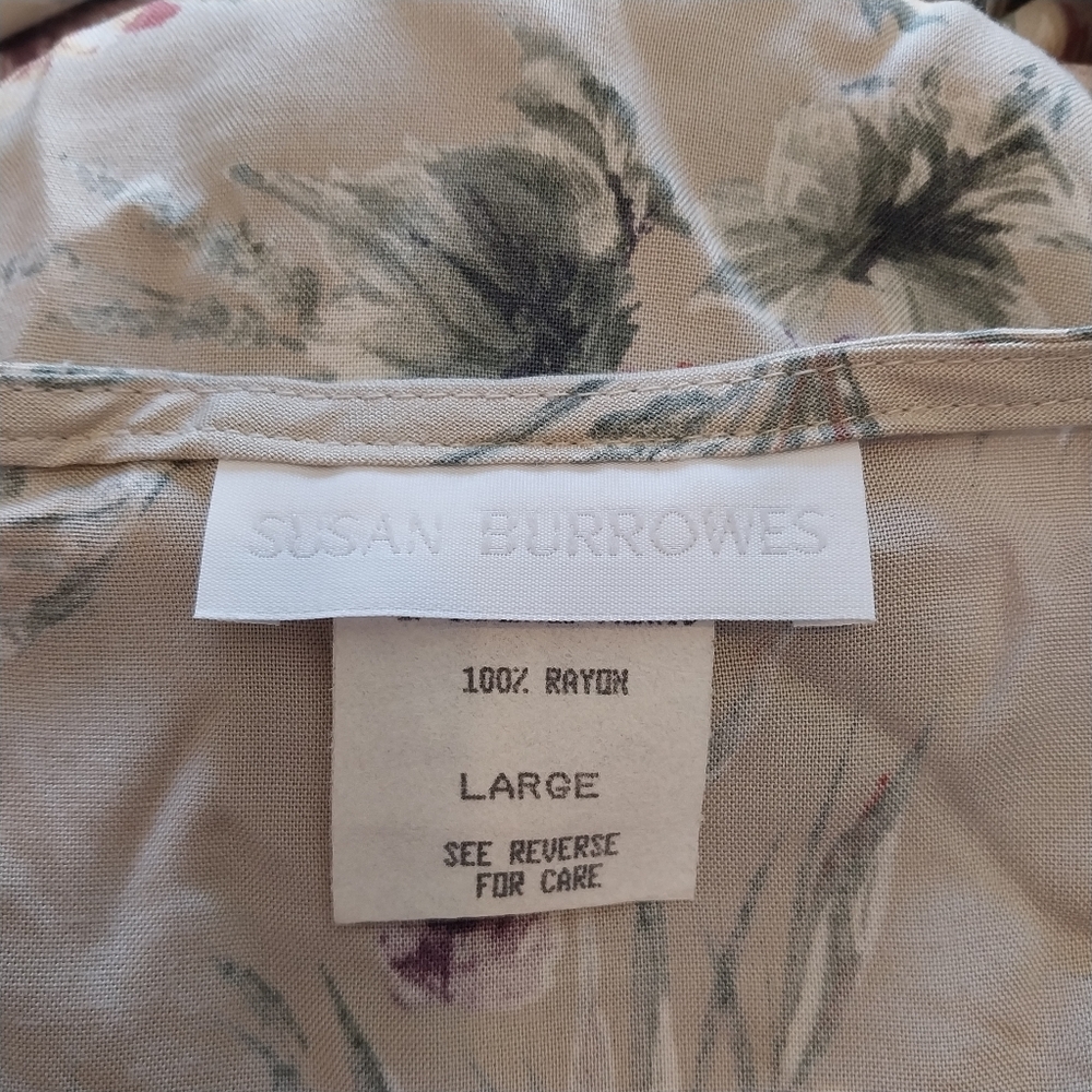 Vtg Susan Burrowes Size Large 90s Country Springtime Floral Cottagecore Dress - Picture 13 of 16
